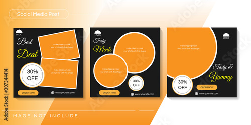 culinary social media post template for promotion. Editable photo frames, stories, backgrounds, banners