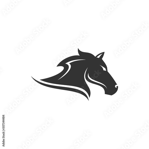 Black Horse head logo design,vector illustration isolated on white background