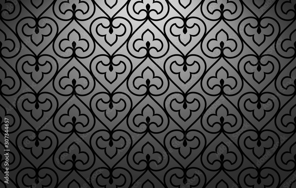 Flower geometric pattern. Seamless vector background. Black ornament Flower geometric pattern. Seamless vector background. Black ornament