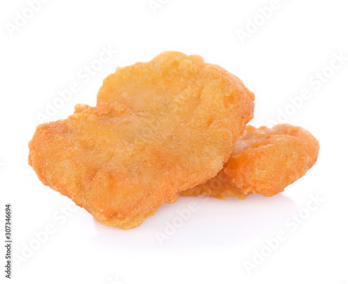 Fried chicken nuggets isolated on white