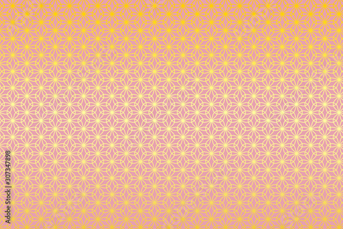 和柄 輪違い麻の葉 花 桃色