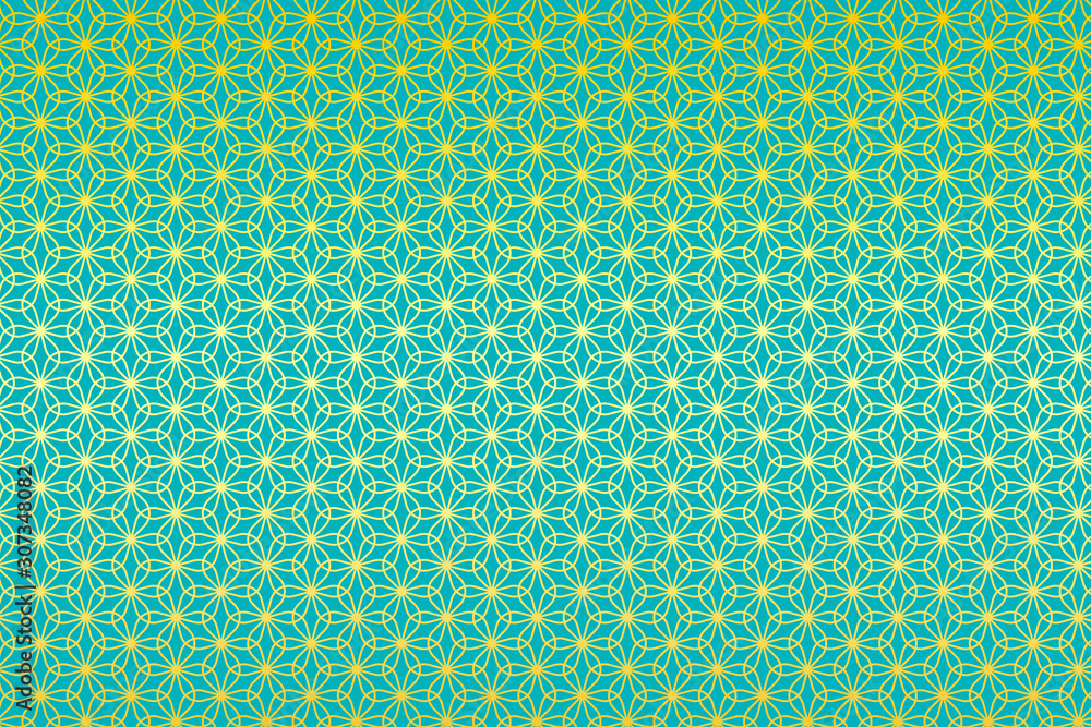 和柄 輪違い麻の葉 花 浅葱色 Stock Illustration Adobe Stock