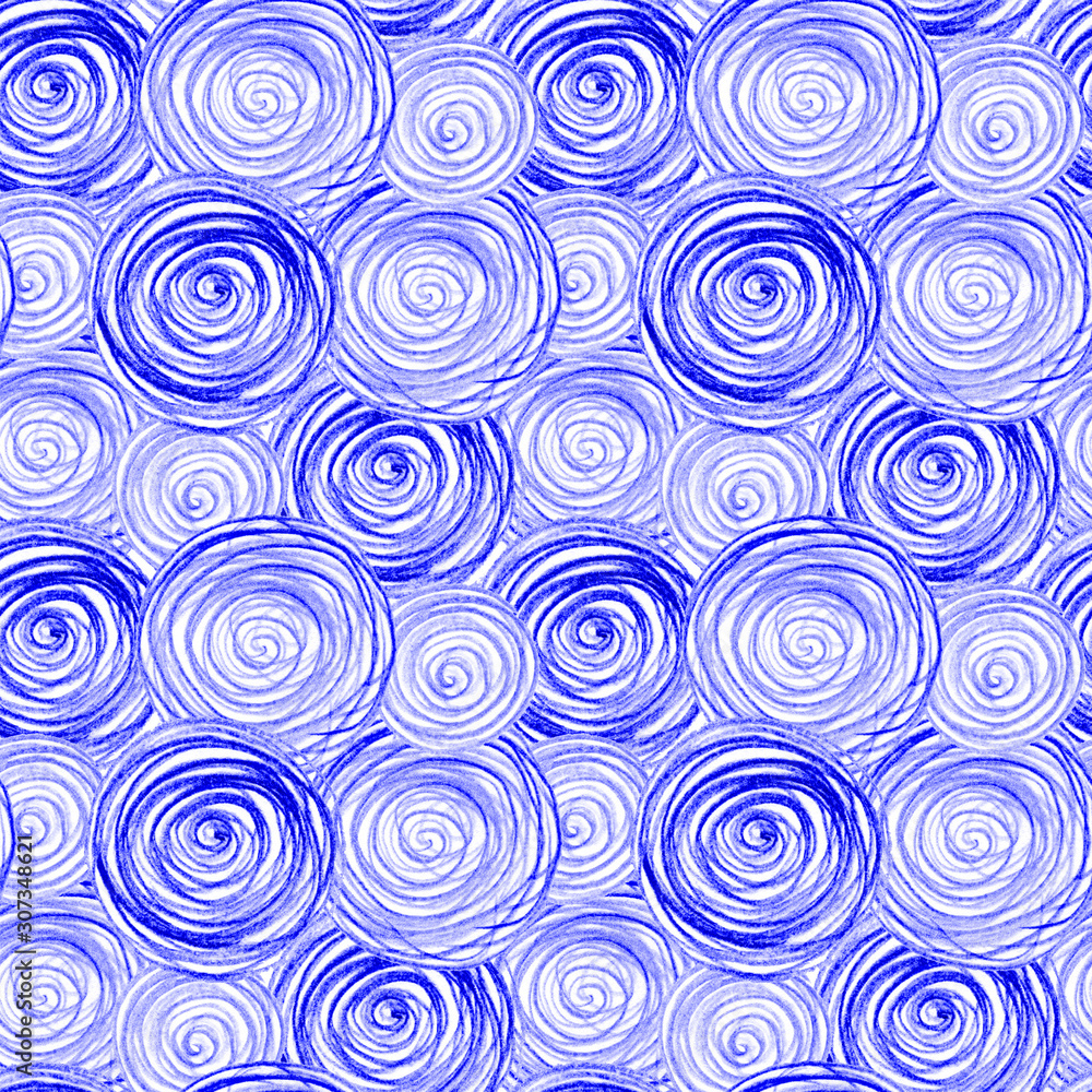Blue hand-drawn circles. Seamless texture Blue hand-drawn circles. Seamless texture