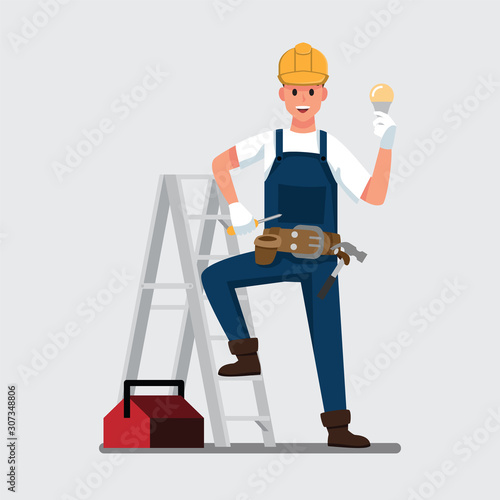 electrician man  ,Vector illustration cartoon character.