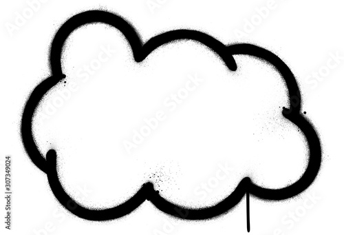 graffiti cloud shape sprayed in black over white