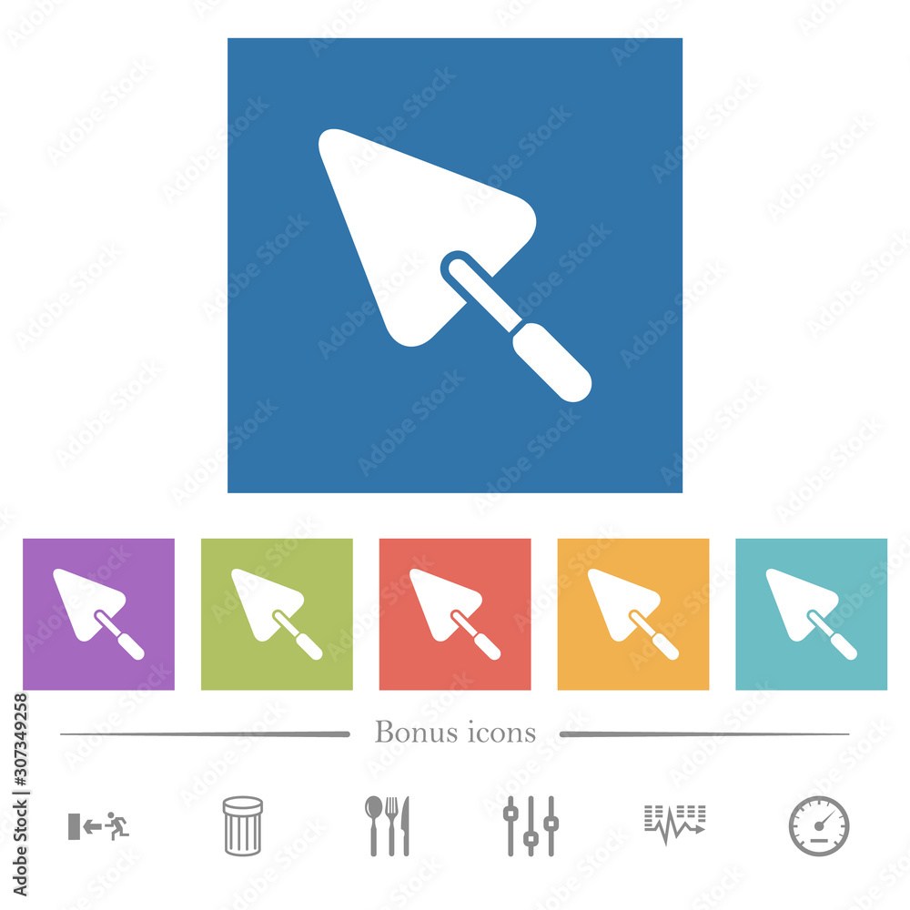 Trowel flat white icons in square backgrounds Trowel flat white icons in square backgrounds