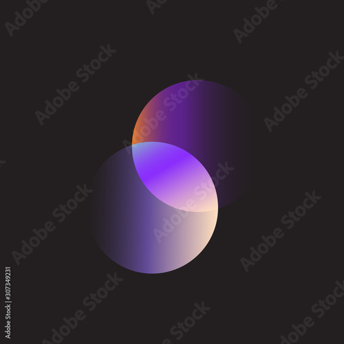 Abstract round shapes with gradients on a dark background in a minimal style