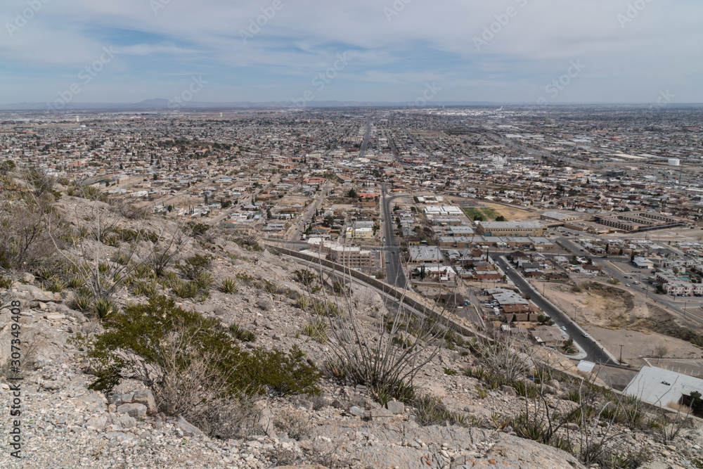 A scenic view of El Paso Texas from the Franklin Mountains.