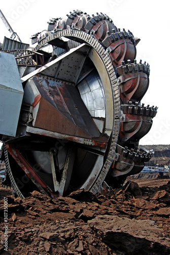 An wheel bucket excavator on a coal surface mine.