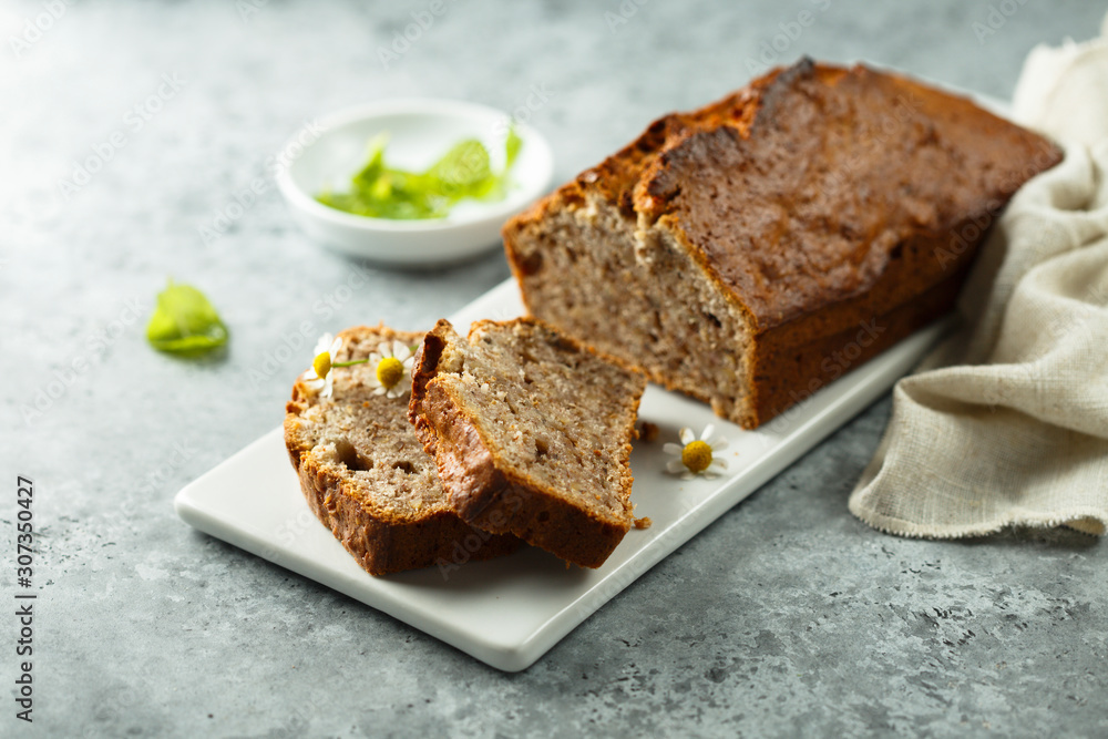 Homemade ginger walnut cake