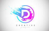 D Artistic Brush Letter Logo Design in Purple Blue Colors Vector