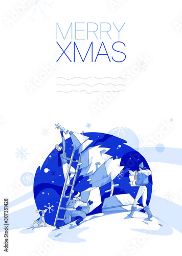 Merry Christmas trendy modern style vector illustration