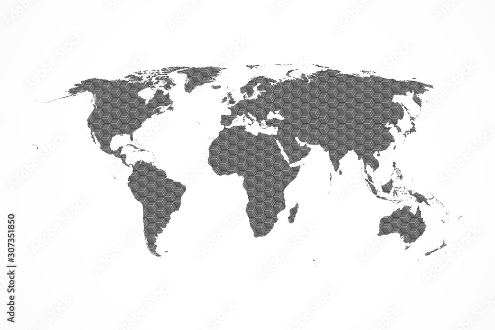 Fototapeta premium Grey hexagon world map vector illustration flat design