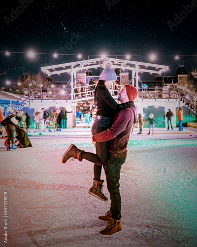 Photography couple Ice rink Amsterdam December Netherlands
