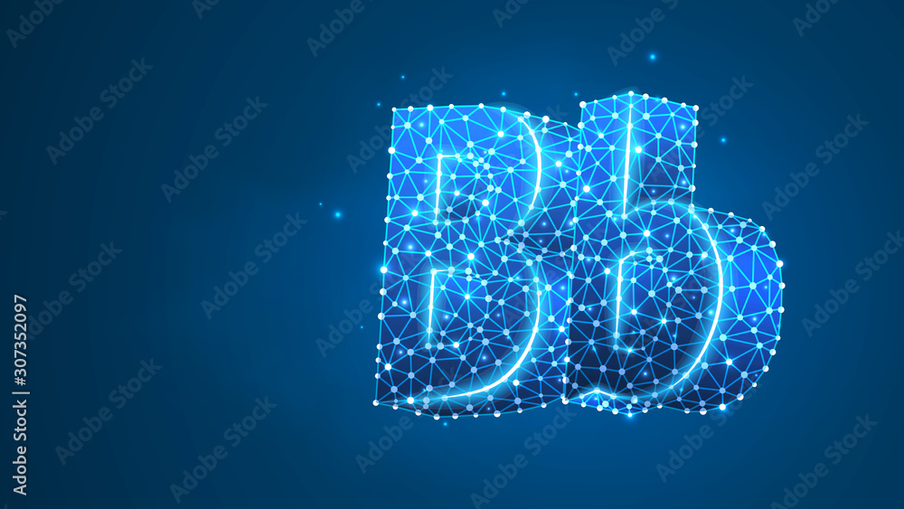 Alphabet letter B. Design of an Uppercase and lowercase letters. Banner, template or a pattern. Abstract digital wireframe, low poly mesh, Raster blue neon 3d illustration. Triangle, line, dot Alphabet letter B. Design of an Uppercase and lowercase letters. Banner, template or a pattern. Abstract digital wireframe, low poly mesh, Raster blue neon 3d illustration. Triangle, line, dot
