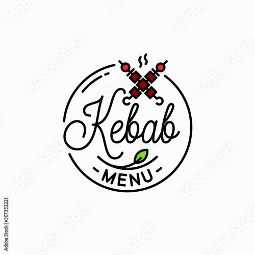 Kebab menu logo. Round linear logo of kebab