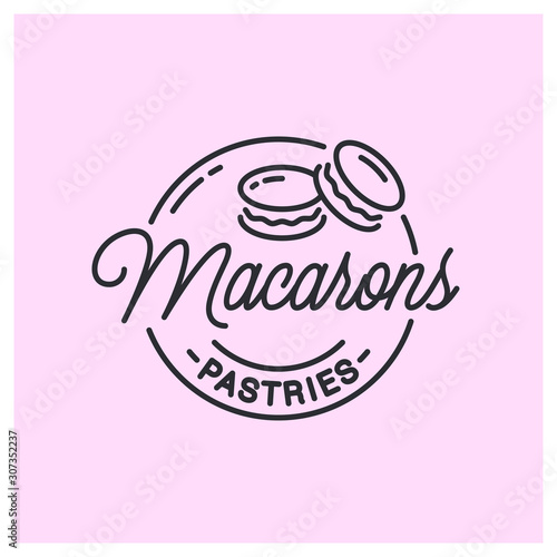 Fotografie, Obraz Macarons logo. Round linear logo of macarons