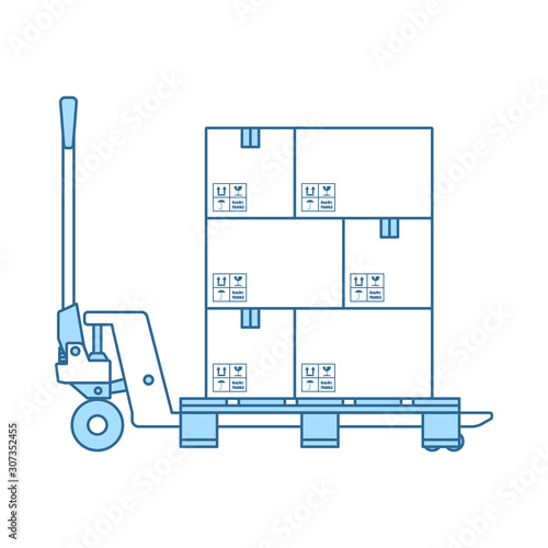 Hand Hydraulic Pallet Truc With Boxes Icon