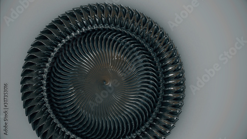 Slika na platnu Spirale aus Metall vor grauem Hintergrund