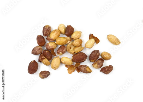 Salted peanuts isolated on white background.