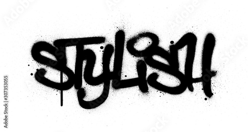 graffiti stylish word sprayed in black over white