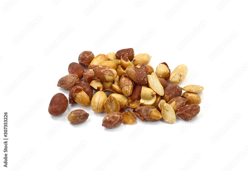 Salted peanuts isolated on white background. Salted peanuts isolated on white background.