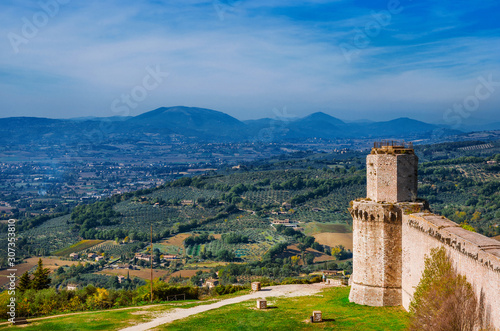 View of Umbria countryside from Assisi ancient walls