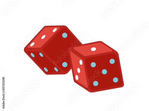 Red dice flat vector illustration