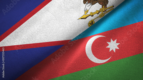 American Samoa and Azerbaijan two flags textile cloth, fabric texture