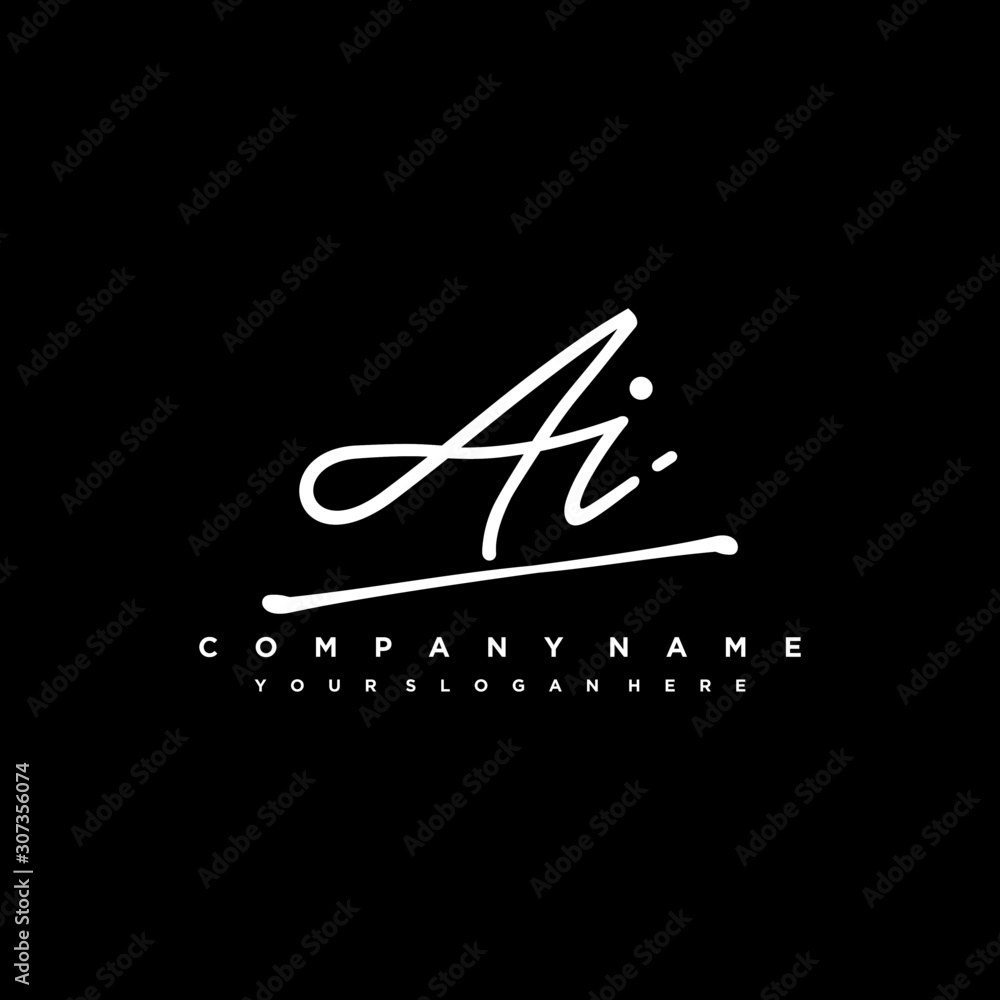 AI initials signature logo. Handwriting logo vector templates. Hand drawn  Calligraphy lettering Vector illustration. Stock Vector | Adobe Stock