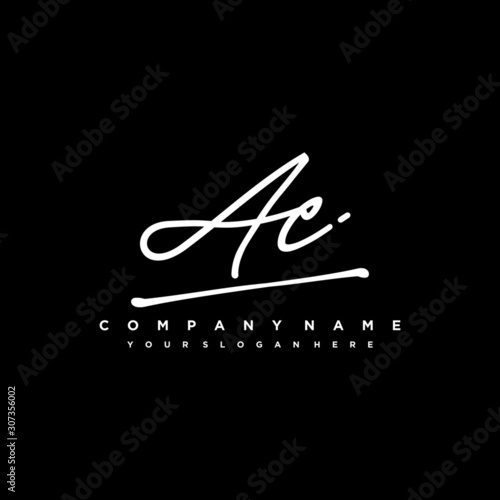 AC initials signature logo. Handwriting logo vector templates. Hand drawn Calligraphy lettering Vector illustration.