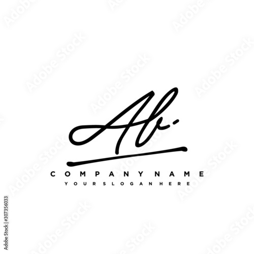 AB initials signature logo. Handwriting logo vector templates. Hand drawn Calligraphy lettering Vector illustration.