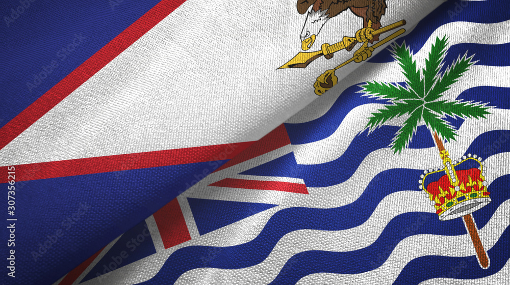 Fototapeta premium American Samoa and British Indian Territory two flags textile cloth