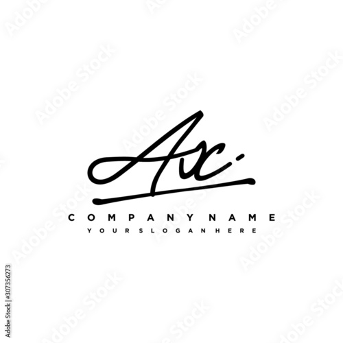 AX initials signature logo. Handwriting logo vector templates. Hand drawn Calligraphy lettering Vector illustration.