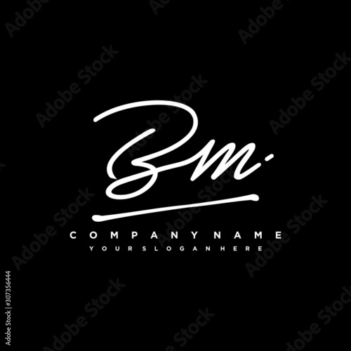 BM initials signature logo. Handwriting logo vector templates. Hand drawn Calligraphy lettering Vector illustration.