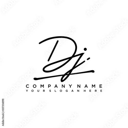 DJ initials signature logo. Handwriting logo vector templates. Hand drawn Calligraphy lettering Vector illustration.