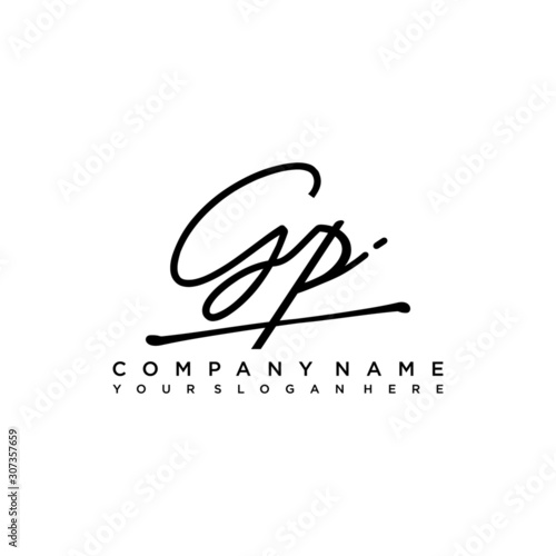 GP initials signature logo. Handwriting logo vector templates. Hand drawn Calligraphy lettering Vector illustration.