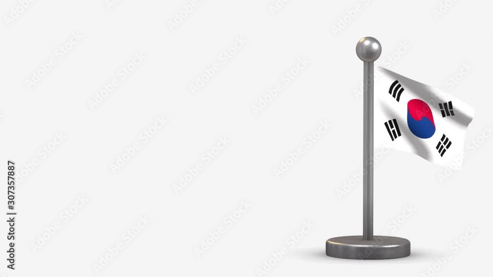 South Korea 3D waving flag animation on tiny flagpole. South Korea 3D waving flag animation on tiny flagpole.
