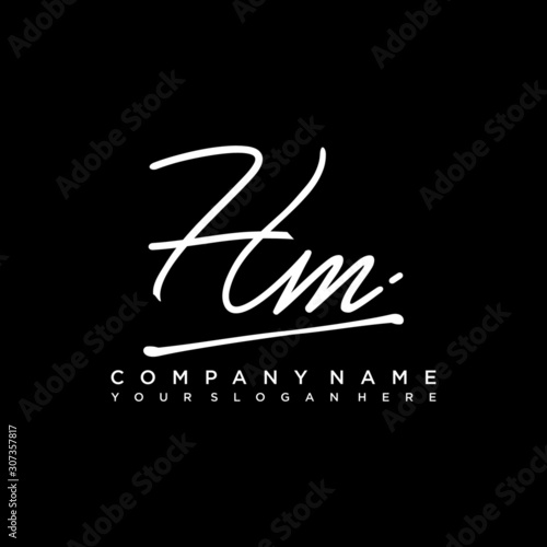 HM initials signature logo. Handwriting logo vector templates. Hand drawn Calligraphy lettering Vector illustration.