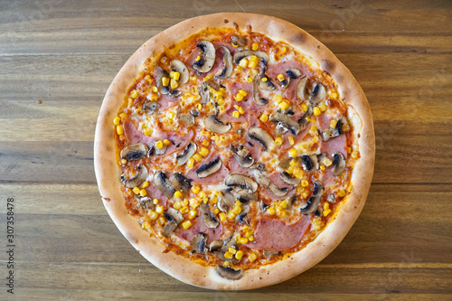 Pizza on a restaurant table