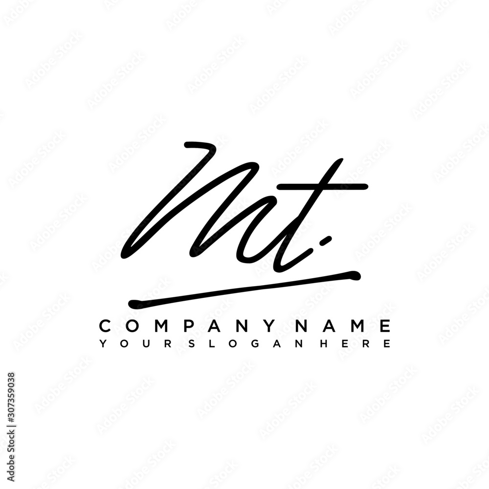 MT initials signature logo. Handwriting logo vector templates. Hand drawn Calligraphy lettering Vector illustration. MT initials signature logo. Handwriting logo vector templates. Hand drawn Calligraphy lettering Vector illustration.