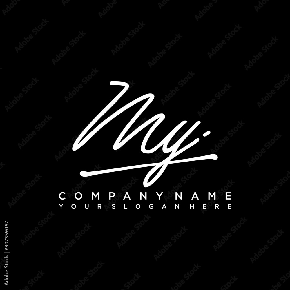 MY initials signature logo. Handwriting logo vector templates. Hand drawn Calligraphy lettering Vector illustration. MY initials signature logo. Handwriting logo vector templates. Hand drawn Calligraphy lettering Vector illustration.