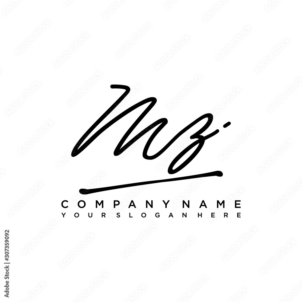 MZ initials signature logo. Handwriting logo vector templates. Hand drawn Calligraphy lettering Vector illustration. MZ initials signature logo. Handwriting logo vector templates. Hand drawn Calligraphy lettering Vector illustration.