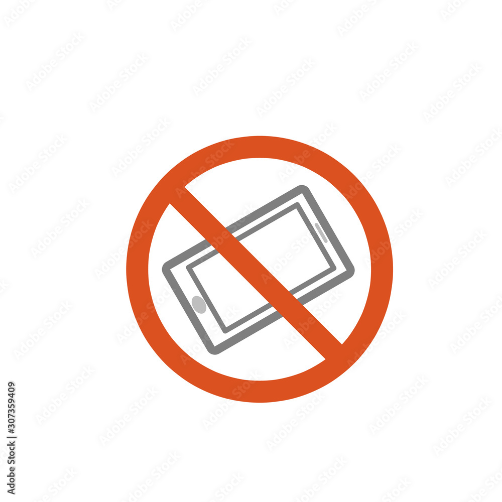 No cellphone sign icon on white background No cellphone sign icon on white background