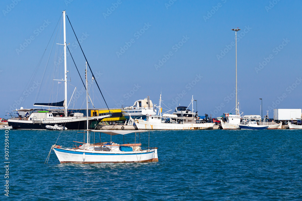 Yachts in port of Zakynthos, Greece
