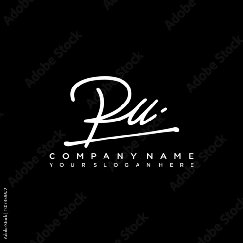 PU initials signature logo. Handwriting logo vector templates. Hand drawn Calligraphy lettering Vector illustration.