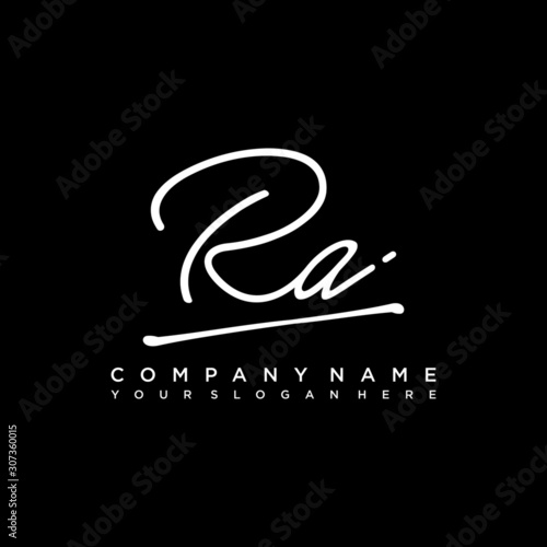 RA initials signature logo. Handwriting logo vector templates. Hand drawn Calligraphy lettering Vector illustration.