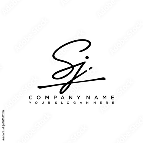 SJ initials signature logo. Handwriting logo vector templates. Hand drawn Calligraphy lettering Vector illustration. photo