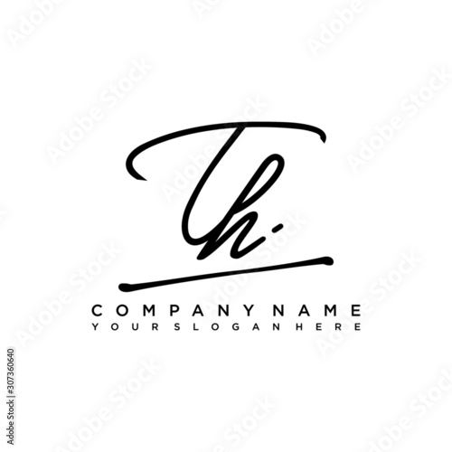 TH initials signature logo. Handwriting logo vector templates. Hand drawn Calligraphy lettering Vector illustration.