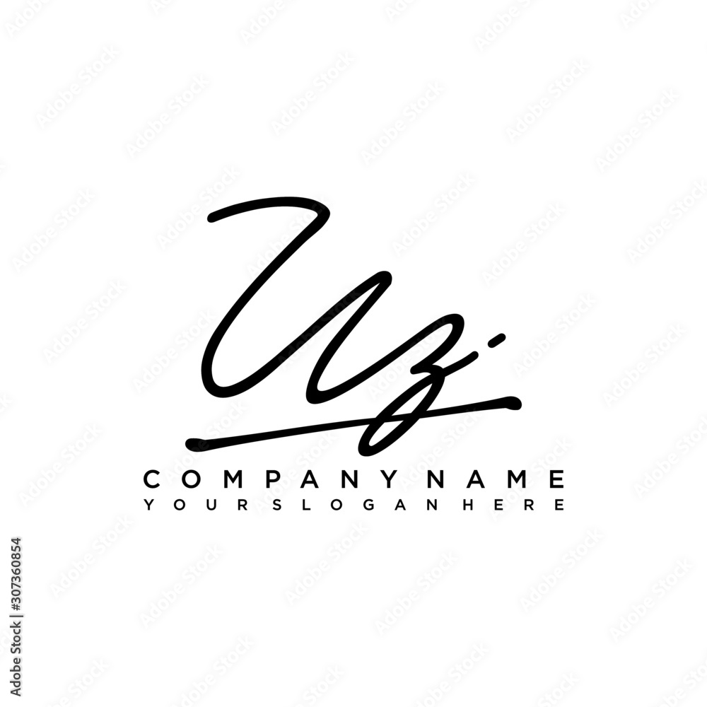 UZ initials signature logo. Handwriting logo vector templates. Hand drawn Calligraphy lettering Vector illustration.